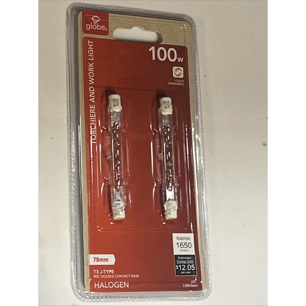 NEW 2-Pack Globe Dimmable Light Bulb T3 J-Type 78mm 120V 100W 100 Watt